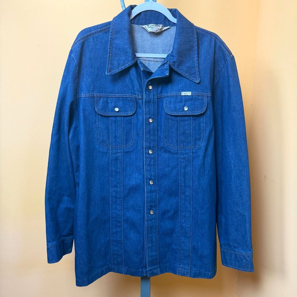 Vintage 70s Sedgefield Do Nothing Denim Shirt Jacket Pearl Snap Western XL